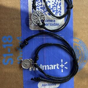 Black Leather Tree of Life Bracelet